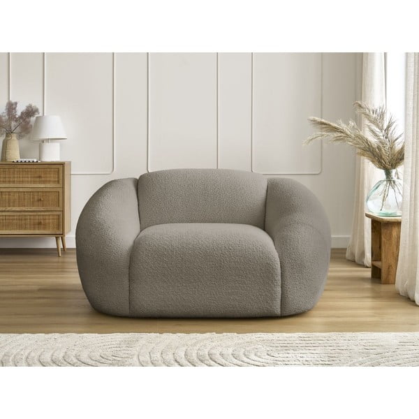 Pelēks/brūns atpūtas krēsls no buklē auduma Tina – Bobochic Paris-image-3