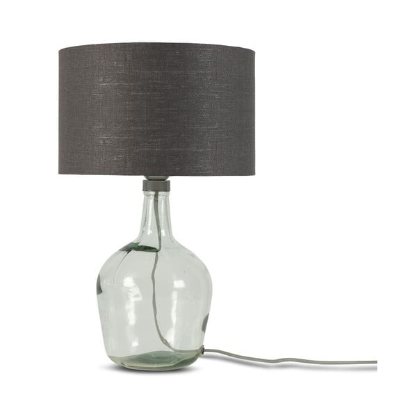 Galda lampa ar tumši pelēku abažūru un pārstrādāta stikla struktūru Good&Mojo Murano, ⌀ 30 cm