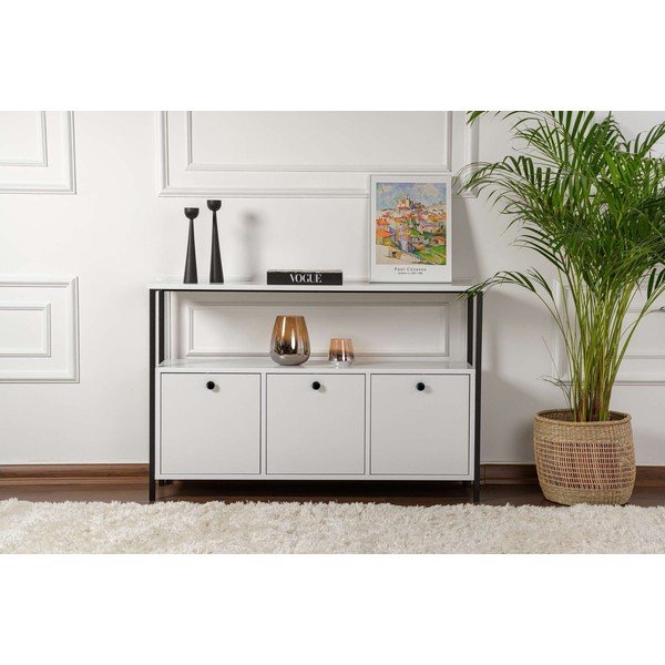 Balts matēts konsoles galds 29,5x120 cm Solace – Kalune Design-image-4