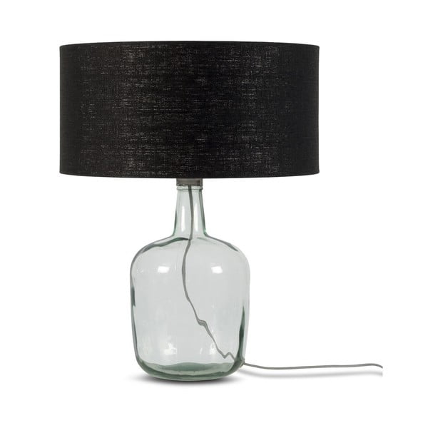 Galda lampa ar melnu abažūru un pārstrādāta stikla struktūru Good&Mojo Murano, ⌀ 47 cm