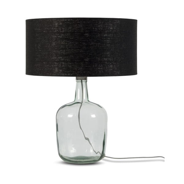 Galda lampa ar melnu abažūru un pārstrādāta stikla struktūru Good&Mojo Murano, ⌀ 47 cm