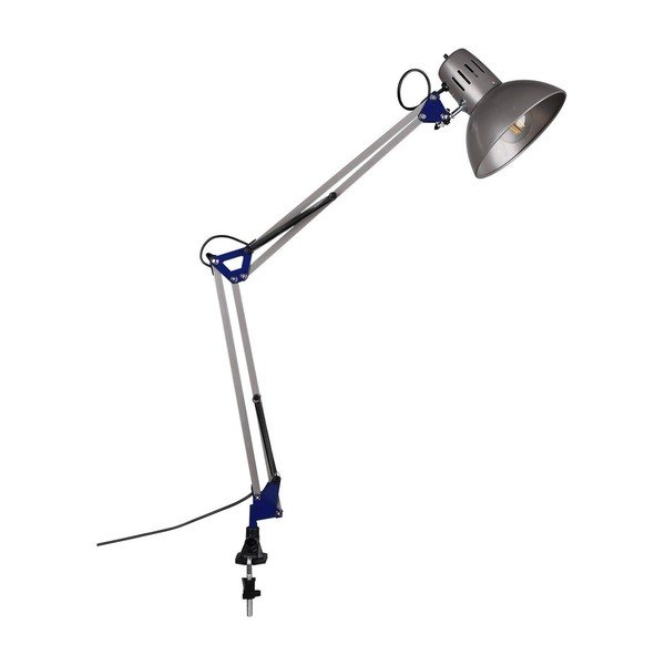 Sudraba krāsas galda lampa ar saliekamu konstrukciju/ar klipsi (augstums 73,5 cm) Tajo – Trio