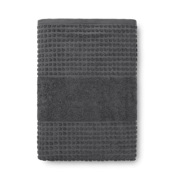 Tumši pelēks frotē dvielis no organiskās kokvilnas  70x140 cm Check – JUNA