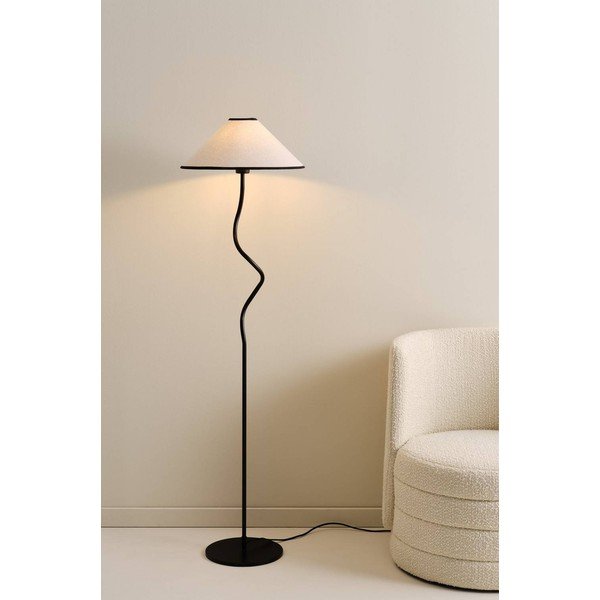 Balta/melna tekstila stāvlampa ar regulējamu spilgtumu (augstums 148 cm) Juliet – Jotex-image-1