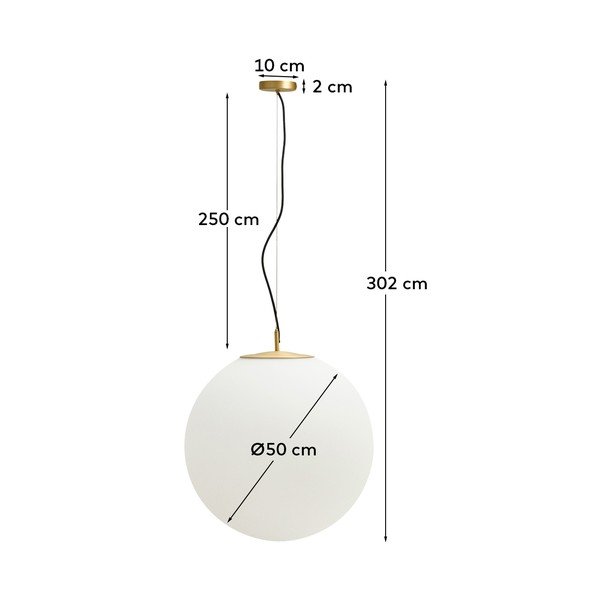 Balta/zelta krāsas piekaramā lampa ar stikla abažūru ø 10 cm Brisia – Kave Home-image-4