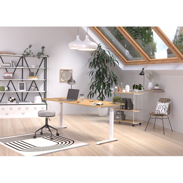 Darba galds ar regulējamu augstumu un ozolkoka imitācijas galda virsmu 80x180 cm Downey – Germania-image-1