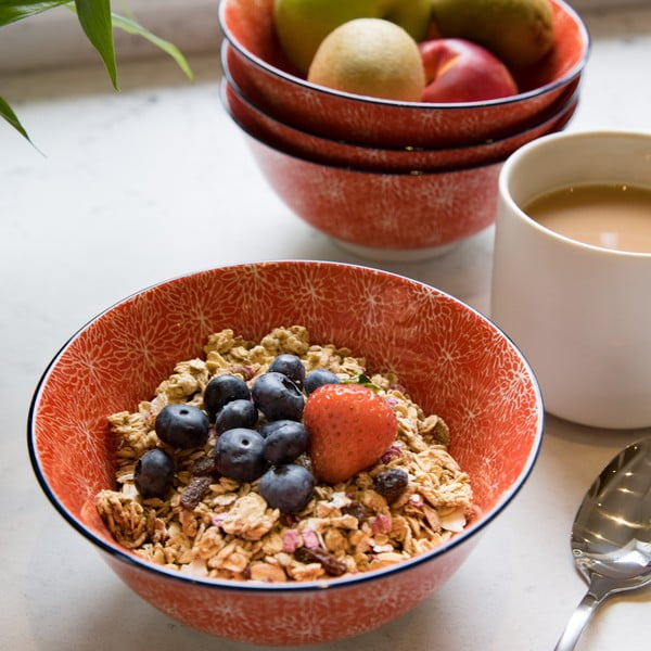 Sarkana keramikas bļoda Kitchen Craft Floral, ø 16 cm-image-3