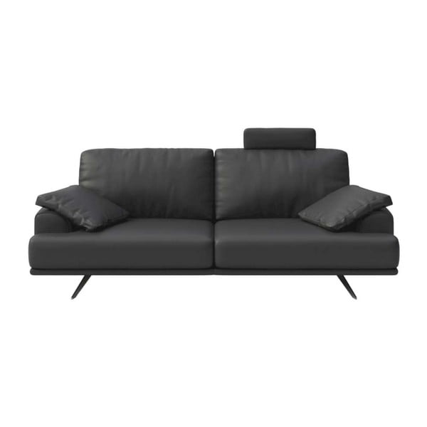 Tumši pelēks ādas dīvāns 220 cm Prado – MESONICA