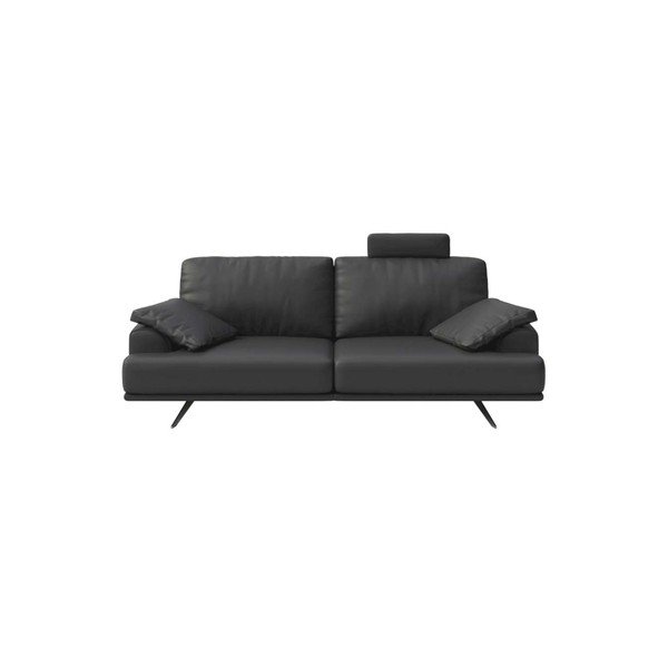 Tumši pelēks ādas dīvāns 220 cm Prado – MESONICA
