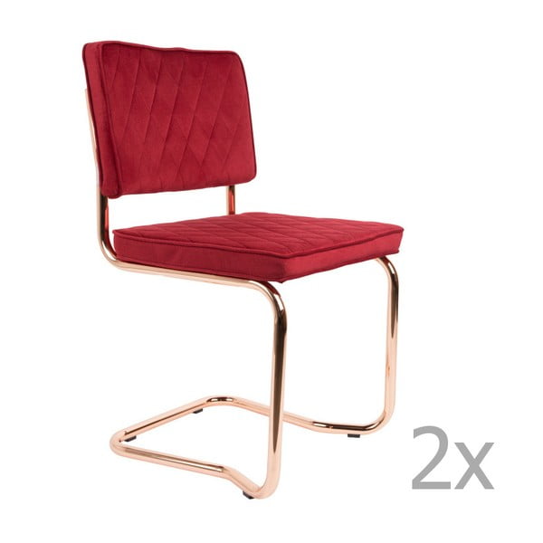 2 sarkanu krēslu komplekts Zuiver Diamond Kink