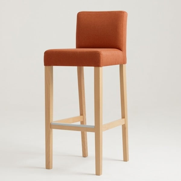 Oranžs bāra krēsls ar dabīgām kājām Pielāgota forma Wilton