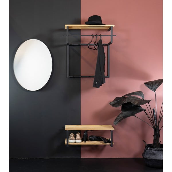 Melns/dabīga toņa metāla sienas pakaramais ar plauktu 76 cm Rizzoli – Spinder Design-image-3