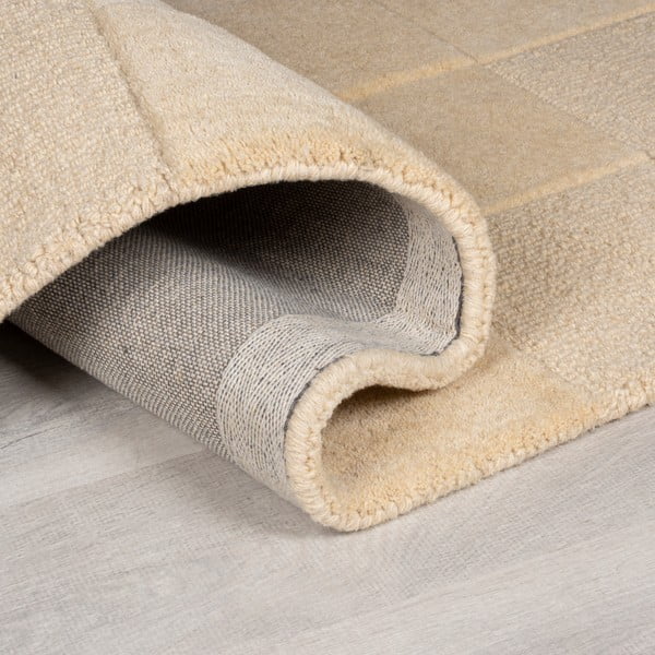 Bēšs ar rokām darināts vilnas paklājs 240x340 cm Checkerboard – Flair Rugs-image-2