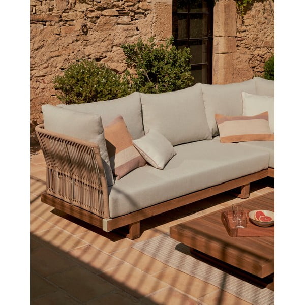 Krēmkrāsas/dabīga toņa akācijas masīvkoka dārza atpūtas komplekts 5 personām Raco – Kave Home-image-3