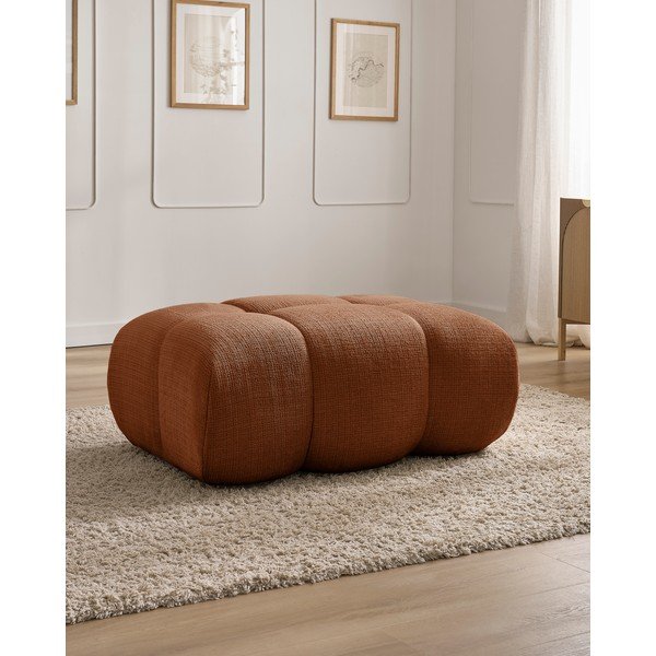 Ķieģeļu sarkans kāju soliņš no šenila auduma Ivane – Bobochic Paris-image-1