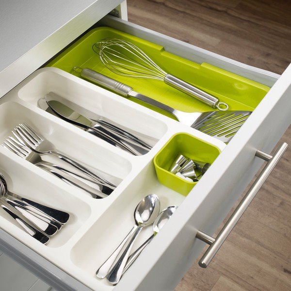 Balti zaļi galda piederumu paliktņi Joseph Joseph Drawer Store Cutlery-image-1