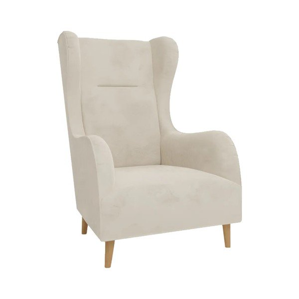 Krēmkrāsas samta atpūtas krēsls ar atzveltni Carole – Ropez