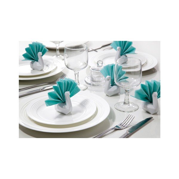 Keramikas salvešu turētāju komplekts, Salvešu turētājs gulbis 6 gab, balts-image-1