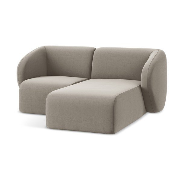 Gaiši brūns samta stūra dīvāns (ar labo stūri/ar zvilni) Lani – Makamii-image-4