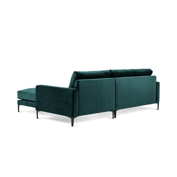 Tirkīzzils samta stūra dīvāns Kooko Home Harmony, labais stūris-image-3