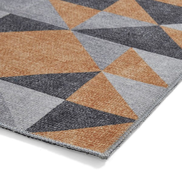 Okera dzeltens/pelēks mazgājams paklājs 61x120 cm Coral Yellow&Grey – Think Rugs-image-4