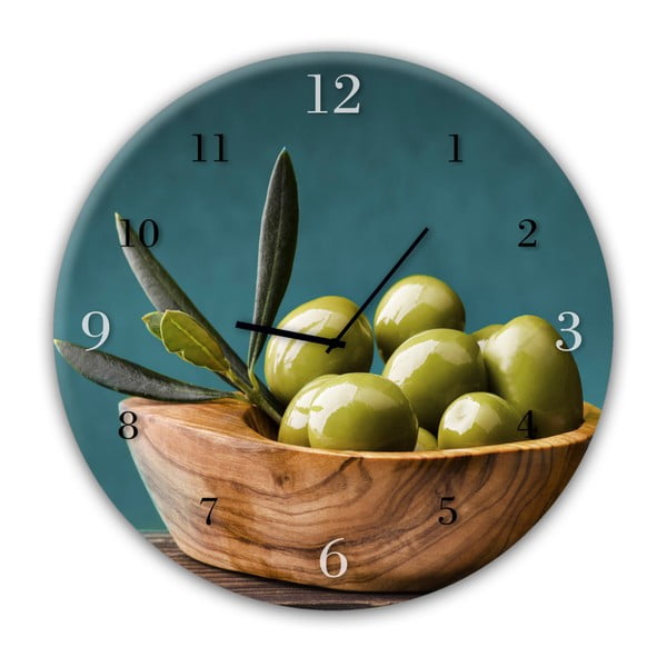 Sienas pulkstenis Styler Glassclock Olives, ⌀ 30 cm