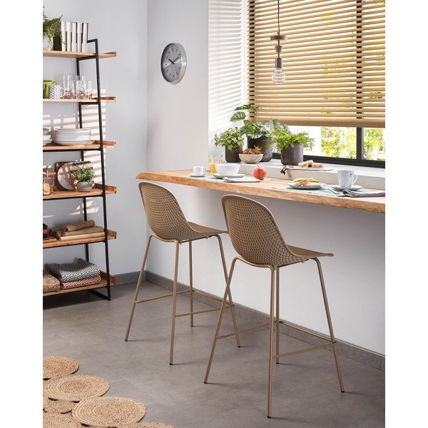 Bēšs metāla/plastmasas dārza bāra krēsls Quinby – Kave Home-image-4