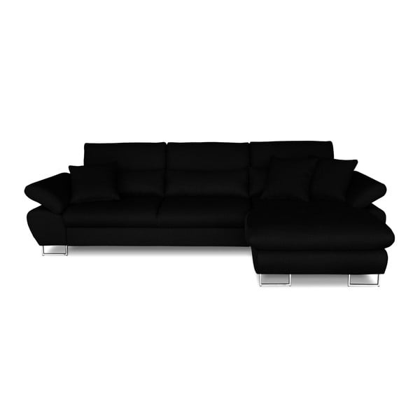 Melna stūra dīvāns-guļamā gulta Windsor & Co. Dīvāni Pi, labais stūris