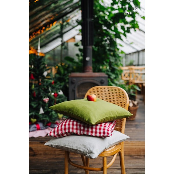 Lina spilvendrāna 50x50 cm Red Gingham – Linen Tales-image-2