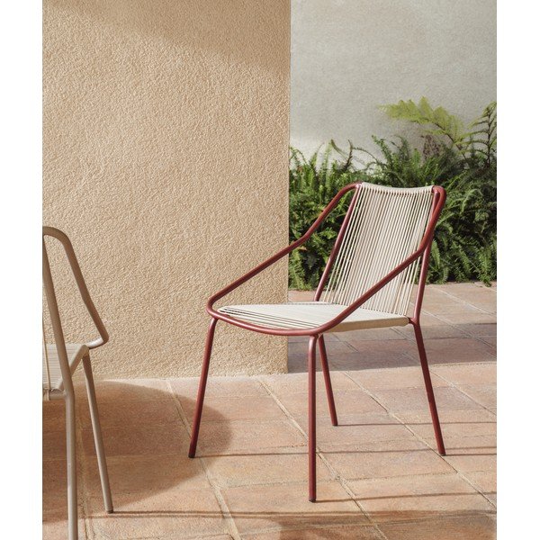 Bordo/krēmkrāsas dārza krēsls Zivia – Kave Home-image-1