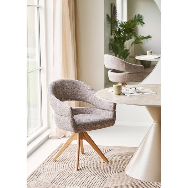 Brūns polsterēts ēdamistabas krēsls ar roku balstiem Dover – House Nordic-image-1