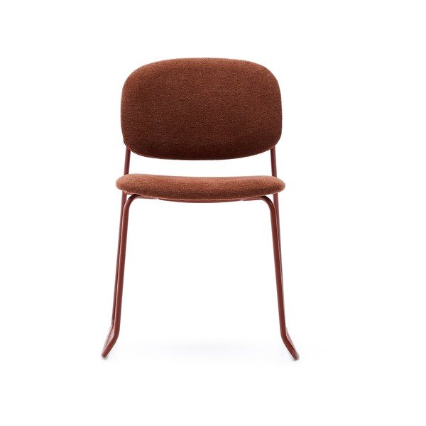 Terakotas oranžs metāla pusdienu krēsls saliekams viens uz otra Meli – Kave Home-image-2