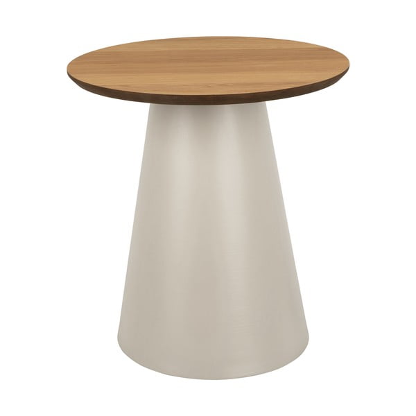 Krēmkrāsas/dabīga toņa apaļš žurnālgaldiņš ar ozolkoka imitācijas galda virsmu ø 45 cm Soli – Actona-image-3