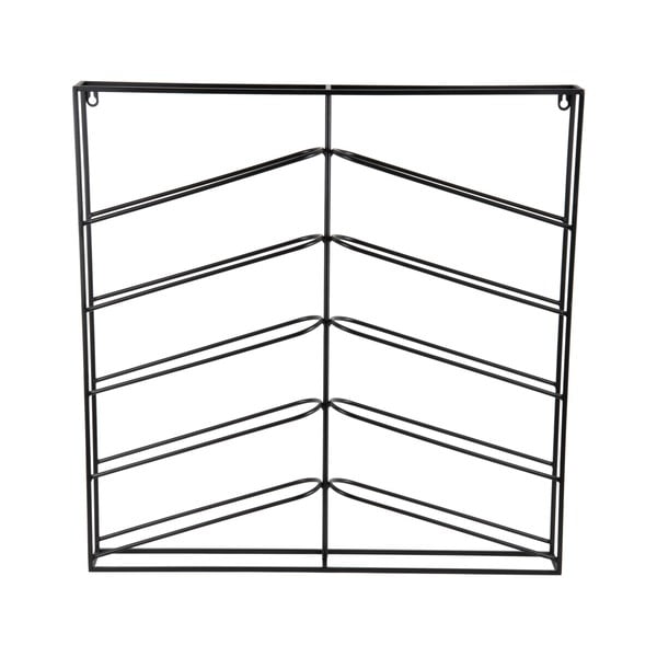 Melns sienas metāla vīna plaukts pudeļu skaits 10 67x66x7,5 cm Cuadro – PT LIVING