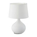 Balta keramikas un auduma galda lampa Reality Martin, augstums 29 cm