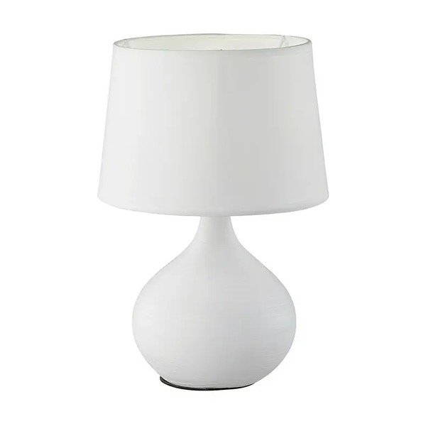 Balta keramikas un auduma galda lampa Reality Martin, augstums 29 cm