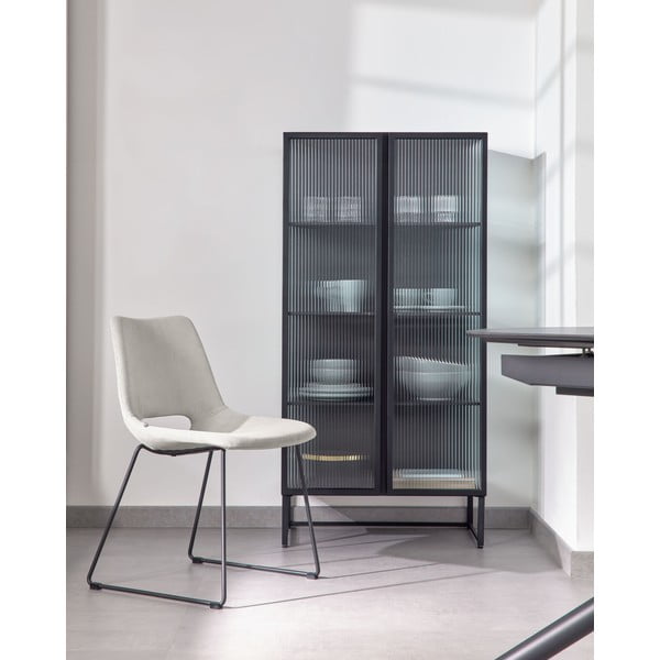 Melna tērauda vitrīna 70x143x41 cm Trixie – Kave Home-image-1