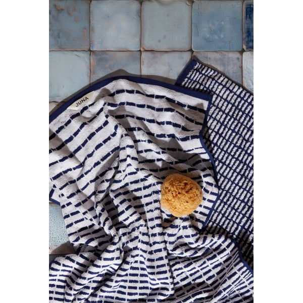 Balts/zils frotē dvielis no bambusa maisījuma 50x100 cm Nuance – JUNA-image-1