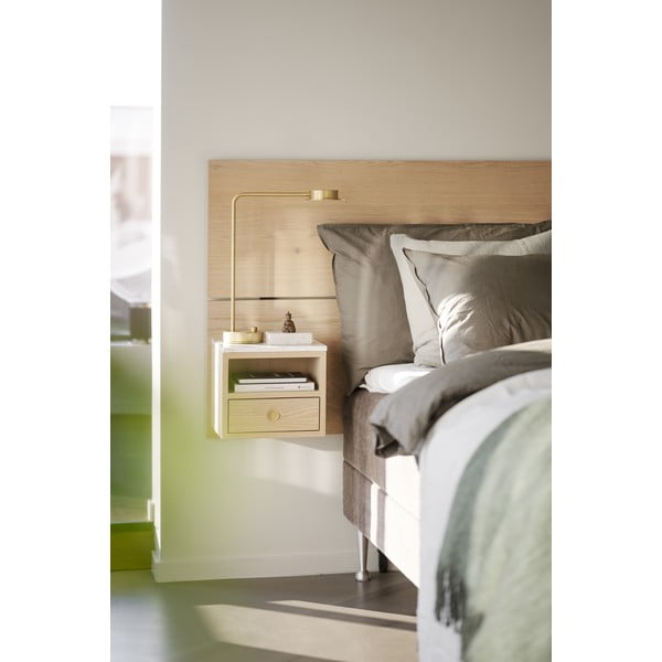 Dabīga toņa ozola masīvkoka gultas galvgalis 240x79 cm Whitmore – Rowico-image-3