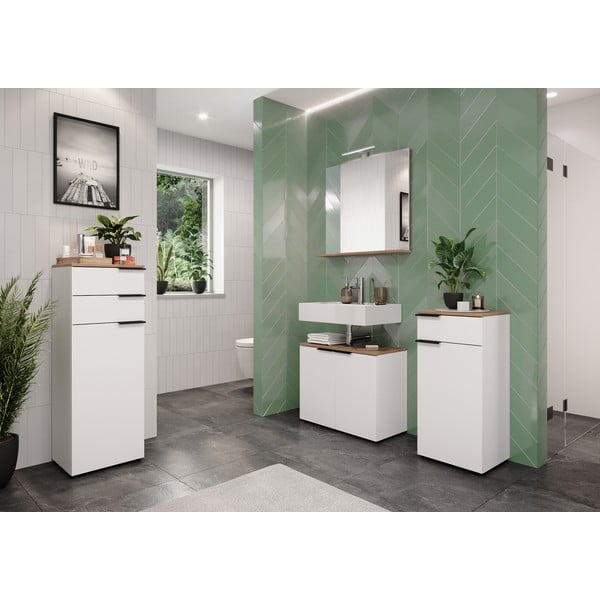 Balts augsts vannas istabas skapis 39x111 cm Menen – Germania-image-3