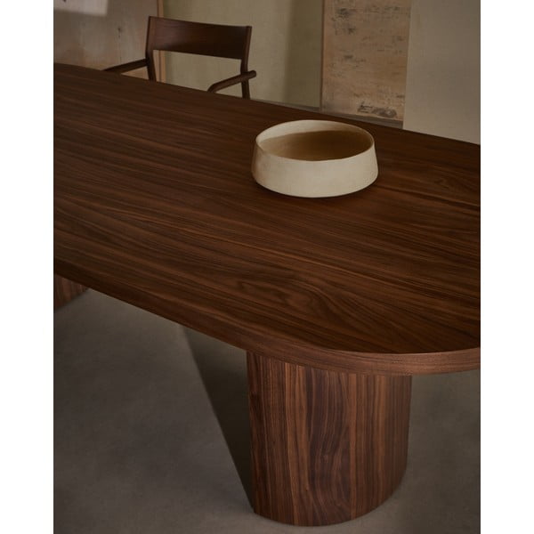 Apaļš ēdamgalds ar valrieksta koka imitācijas galda virsmu 100x240 cm Nealy – Kave Home-image-2