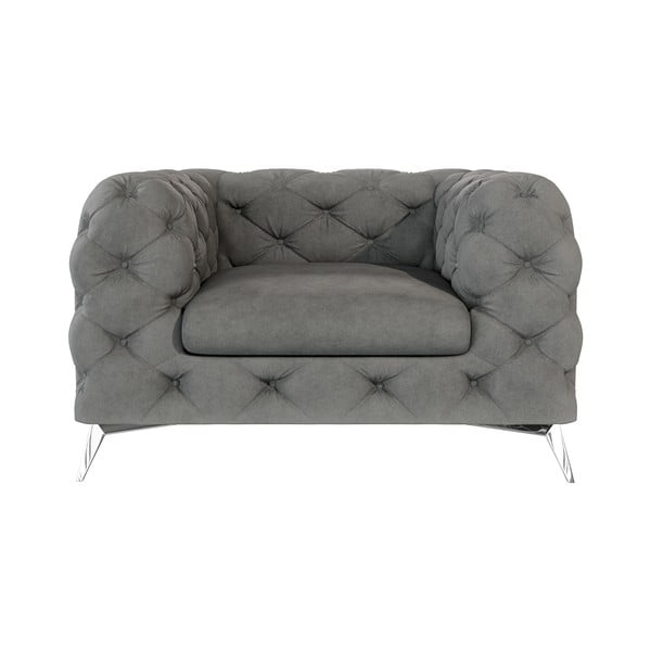 Pelēks samta atpūtas krēsls Chelsea – Ropez-image-1