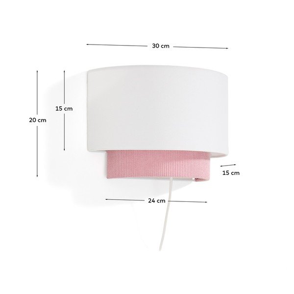 Balta/gaiši rozā bērnu lampa ar auduma abažūru Bianella – Kave Home-image-4