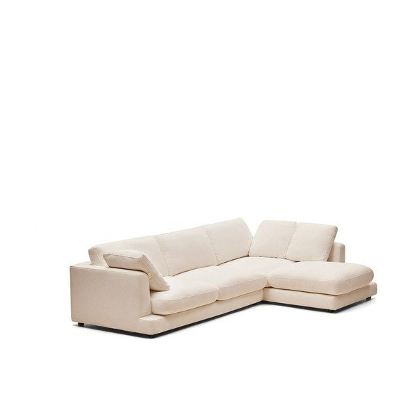 Bēšs stūra dīvāns no šenila auduma (ar labo stūri/ar zvilni) Gala – Kave Home-image-2