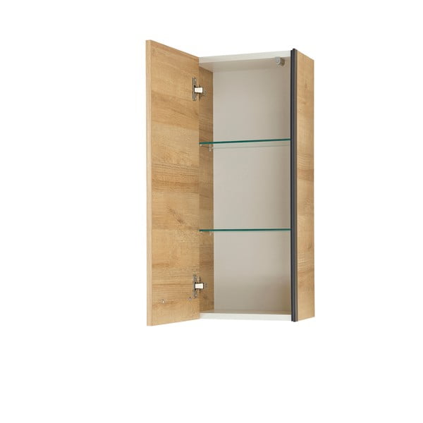 Dabīga toņa piekarams vannas istabas skapis ar ozolkoka imitāciju 70x30 cm Quickset 395 – Pelipal-image-2