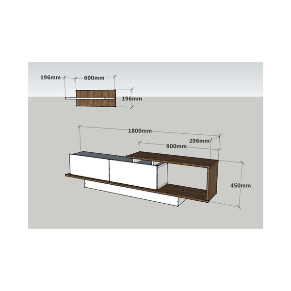 Balts/dabīga toņa TV plauktu komplekts 180x55 cm Asos – Woody Fashion-image-1