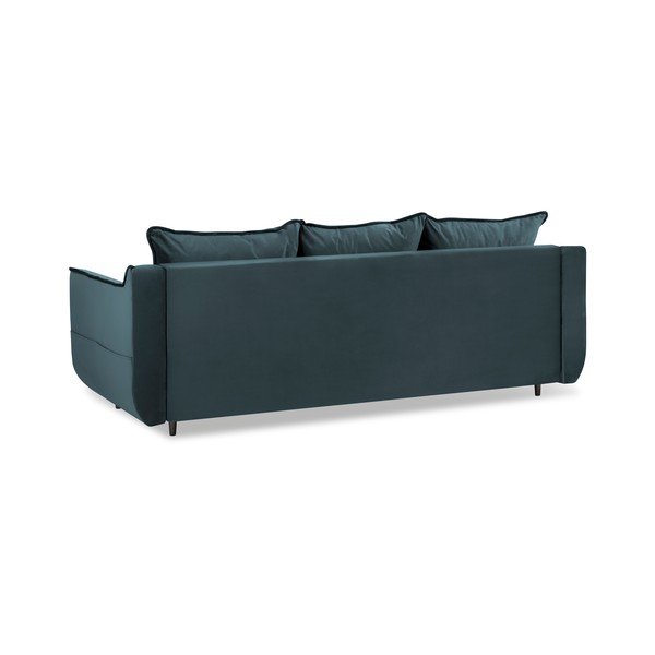 Zilganzaļš samta izvelkamais dīvāns ar veļas kasti Kooko Home Basso-image-3