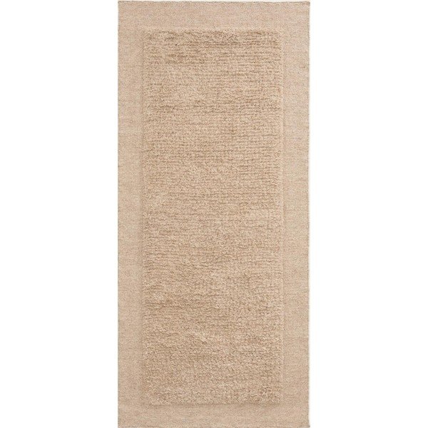 Bēšs ar rokām darināts vilnas celiņa paklājs 80x200 cm Marely – Kave Home
