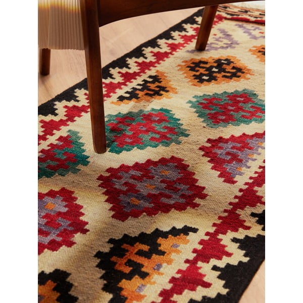 Sarkans divpusējs/ar rokām darināts vilnas celiņa paklājs 60x190 cm Kamal Kian – Nouristan-image-4