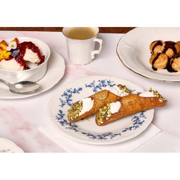 Balts/zils deserta porcelāna šķīvis ø 16 cm Retro – BonBistro-image-1
